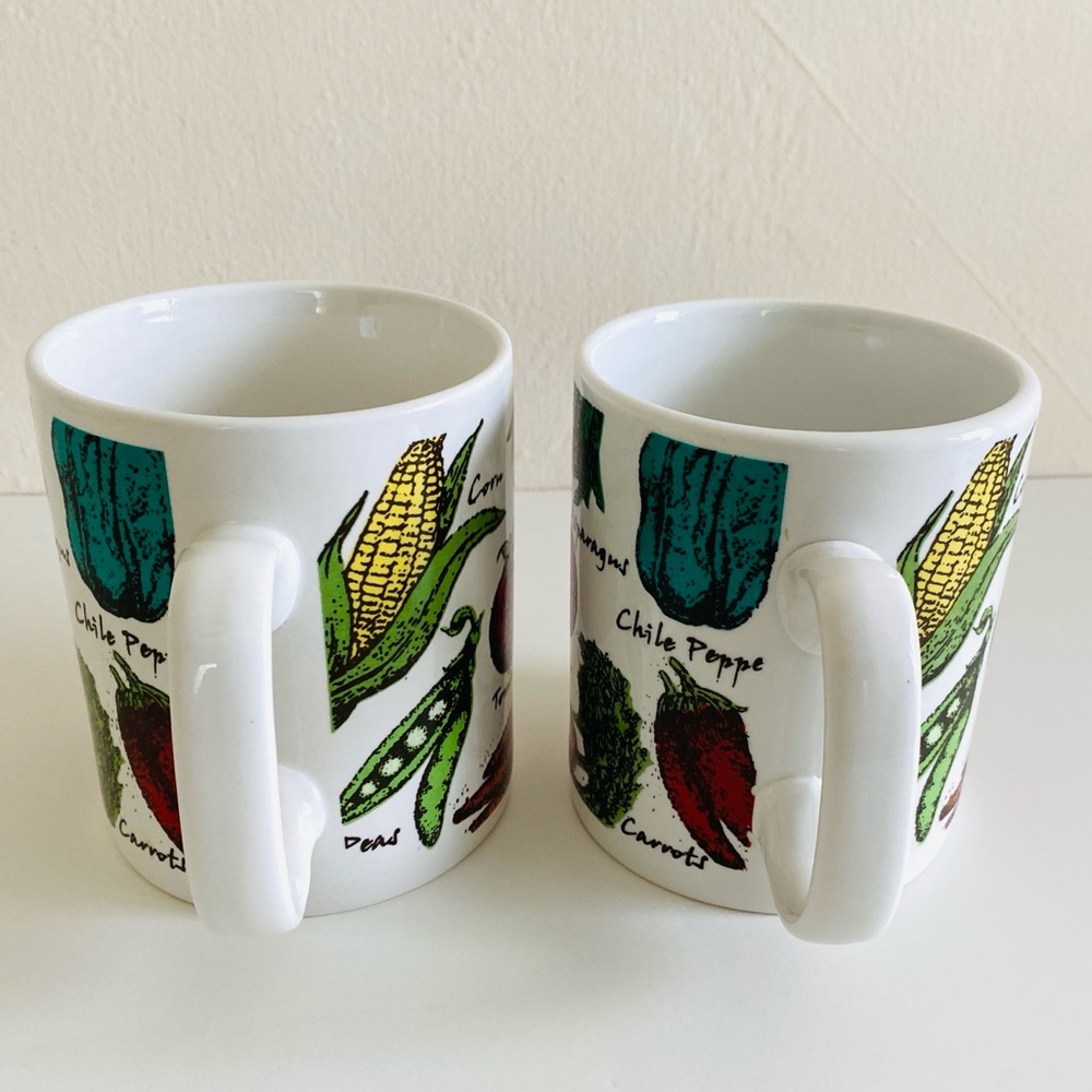 Vintage 70s / 80s Jumbo Soup Mug Chili Oversized Vegetables Ceramic Set of 2 - Picture 6 of 14